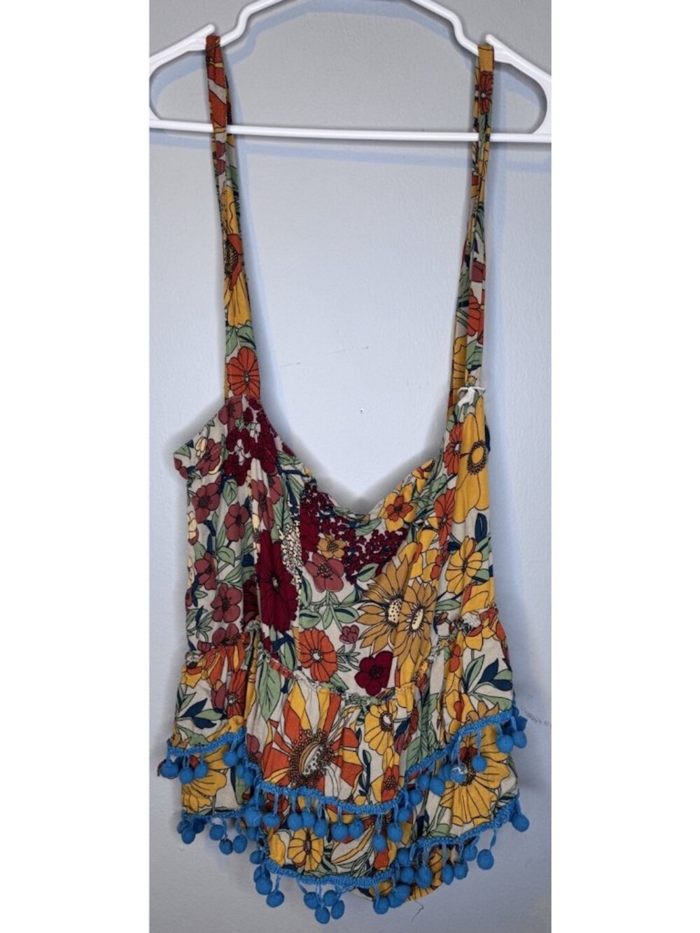 Natural Life Tote Bag Tassles Colorful Floral Print